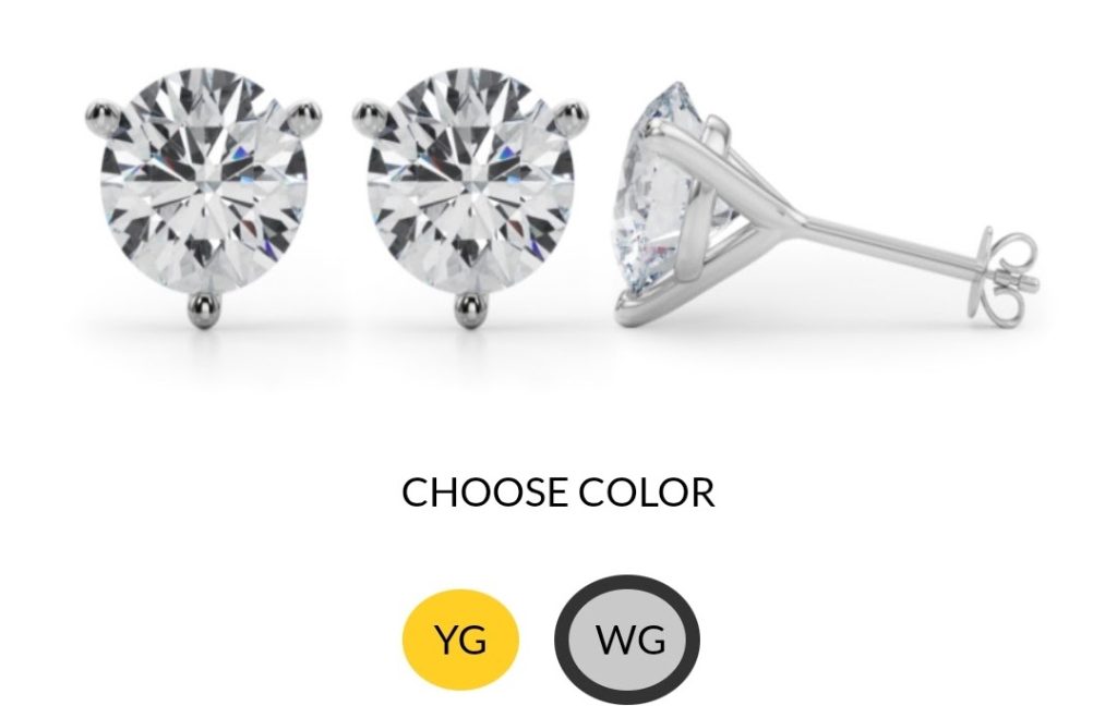 14kt white gold Certified Lab-grown 1.00ct diamond Stud Earrings (VS1/F)